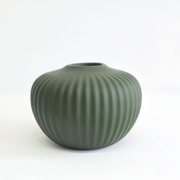 Ceramic Ribbed Budvase - Green